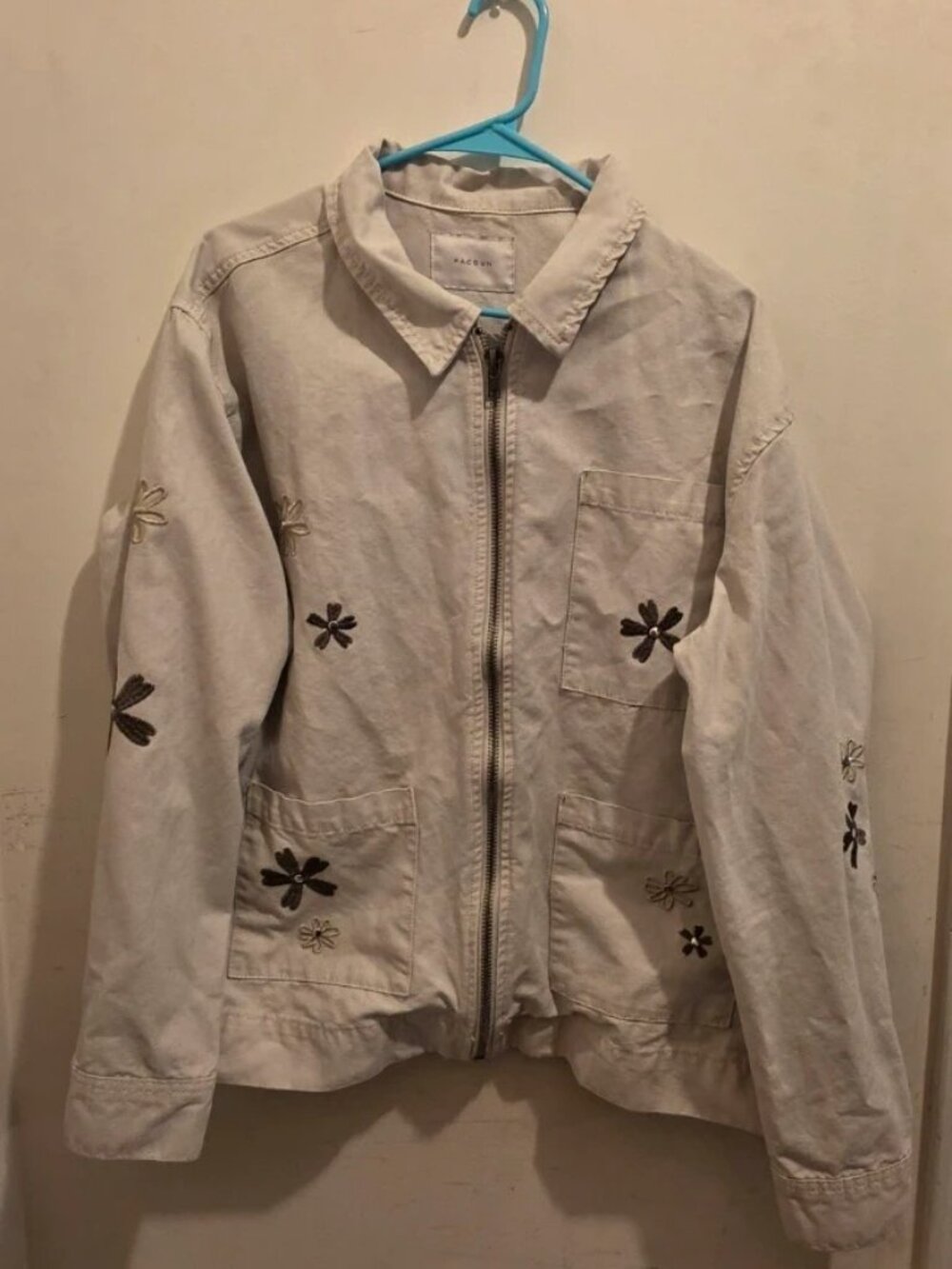 Cream Floral Embroidered Utility Jacket Women’s L
